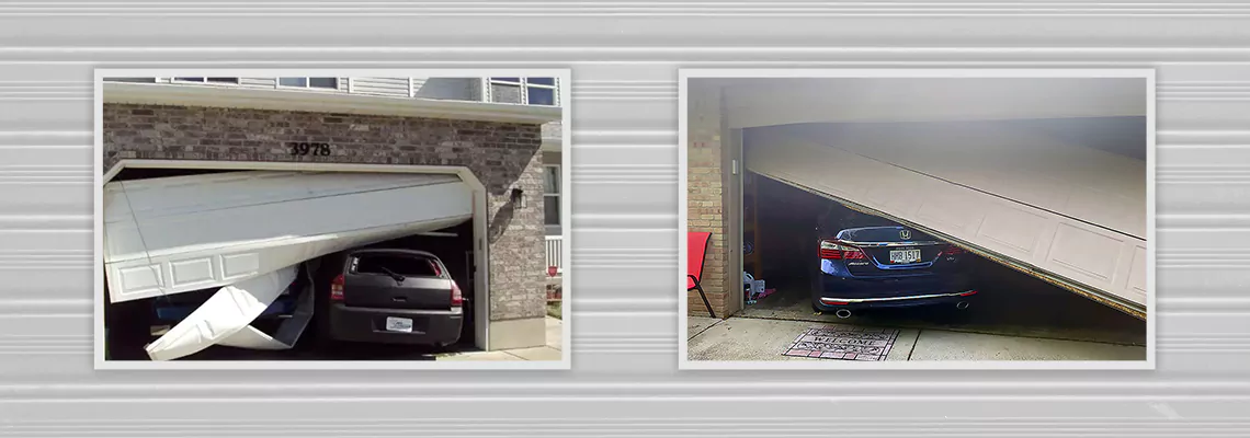 Repair Commercial Garage Door Got Hit By A Car in Oshawa, Ontario